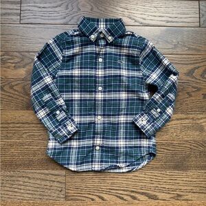 Vineyard Vines Tower Ridge Flannel Shirt | Charleston Navy & Green Plaid | 2T